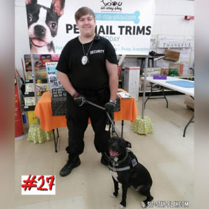 guy and dog dressed in security and k-9 clothing for Halloween